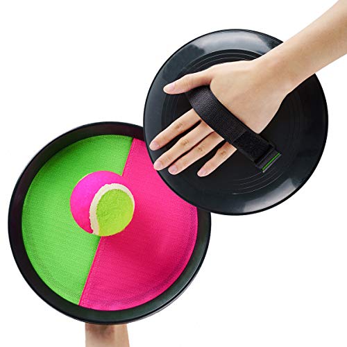 Locisne Toss y Catch Paddle Game Set,Disco de paletas y Juego de Lanzamiento de Pelota Juego Atrapa Pelotas con Bolsa de Almacenamiento, 4 paletas y 4 Bolas