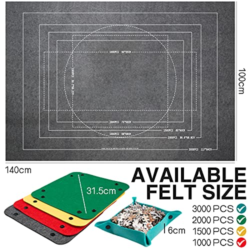 LOCN Puzzles Tapete Rompecabezas Almacenamiento Estera Puzzle Mat Roll Estera de Rompecabezas Portátil Tapete Puzzle, Fieltro Puzzles Tapete con Bomba de Tubo (Gris)