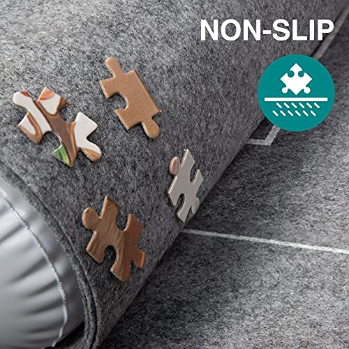 LOCN Puzzles Tapete Rompecabezas Almacenamiento Estera Puzzle Mat Roll Estera de Rompecabezas Portátil Tapete Puzzle, Fieltro Puzzles Tapete con Bomba de Tubo (Gris)