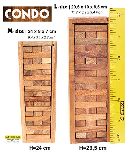 Logica Juegos Art. Condo - Torre con Piezas de Madera Extraíbles - Piezas de Madera de Teca con su Caja de Madera - Juego de Mesa (Medio)