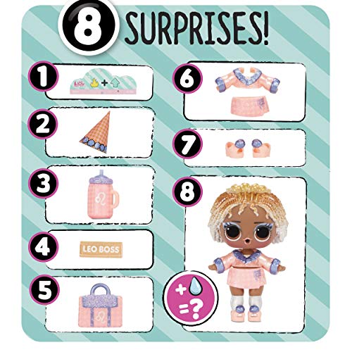 LOL Surpise Present Surprise - Muñeca con Purpurina Tema Zodiaco y 8 Sorpresa, Cambios de Color y Accesorios de Moda, Present Surprise Serie 2, Muñecas Coleccionables para Niñas 3+ Años