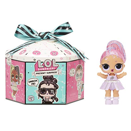 LOL Surpise Present Surprise - Muñeca con Purpurina Tema Zodiaco y 8 Sorpresa, Cambios de Color y Accesorios de Moda, Present Surprise Serie 2, Muñecas Coleccionables para Niñas 3+ Años