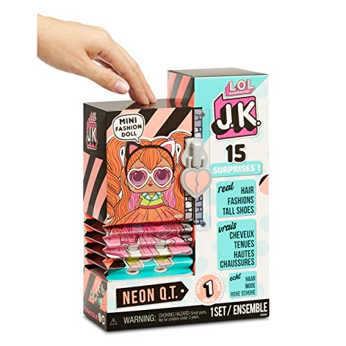 LOL Surprise JK Mini Muñeca de Moda - 15 Sorpresas, Ropa y Accesorios - Coleccionable - Neon QT.