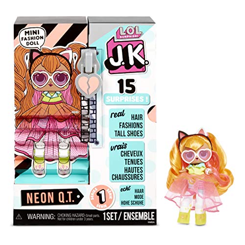 LOL Surprise JK Mini Muñeca de Moda - 15 Sorpresas, Ropa y Accesorios - Coleccionable - Neon QT.