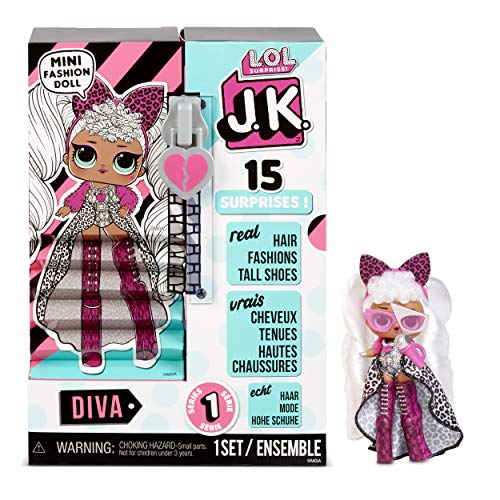 LOL Surprise JK Mini Muñeca de Moda - 15 Sorpresas, Ropa y Accesorios - Para Mayores de 6 Años - Coleccionable - Diva