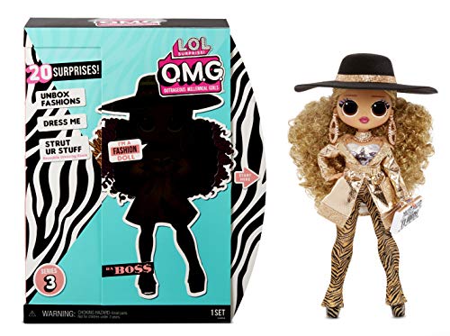 LOL Surprise OMG DA BOSS Muñeca de Moda, con 20 Sorpresas, Ropa con Purpurina y Accesorios Fabulosos, LOL Surprise OMG Serie 3, Muñeca Coleccionable para Niños y Niñas a Partir de 4 Años