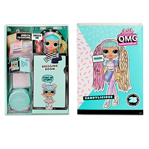 LOL Surprise OMG Familia Bon Bon con más de 45 sorpresas que incluyen muñeca Candylicious OMG, Bon Bon, Bling Bon Bon, Lil Bon Bon, Hop Hop, Accesorios y Juego Plegable, Niñas de 36 meses a 10 años