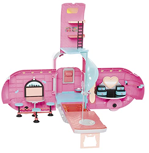 LOL Surprise OMG Glamper Caravana de moda con más de 55 sorpresas, amueblada con piscina iluminada, tobogán de agua, literas, bar, baño, armario, barbacoa y cabina de DJ - Edad: 6+