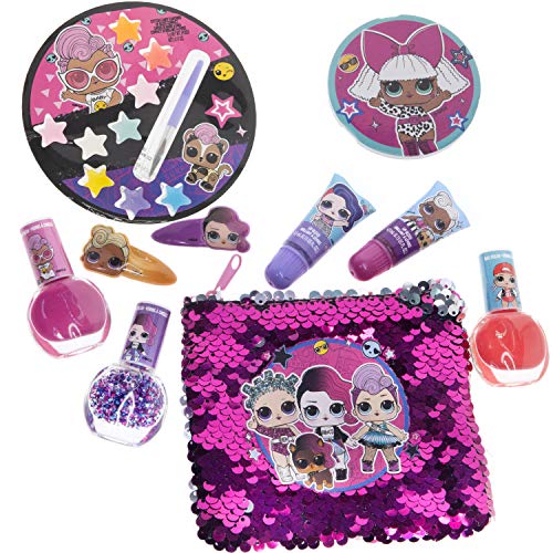 L.O.L Surprise! Townley Girl Makeover Set con más de 20 piezas, que incluyen brillo de labios, esmalte de uñas, uñas a presión, pegatinas de uñas y bolsa de lentejuelas reversible, mayores de 5 años