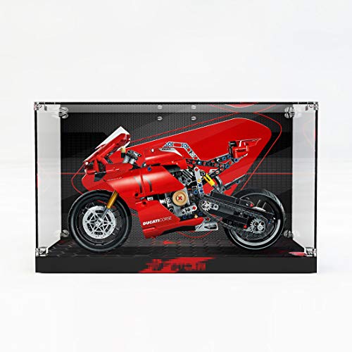 Lommer Vitrina de acrílico para moto Lego Technic Ducati Panigale V4 R, caja expositora para Lego 42107 (el modelo Lego no está incluido en el envío)