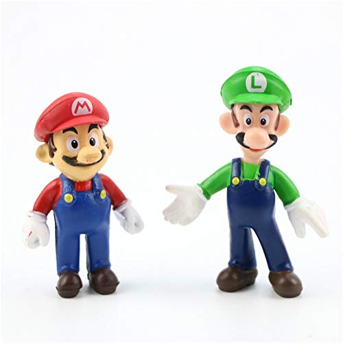 LoneFox Conjunto de 18 Personajes de Super Mario Bros Figura de acción Juguetes Modelo muñecas Decoraciones de Pastel