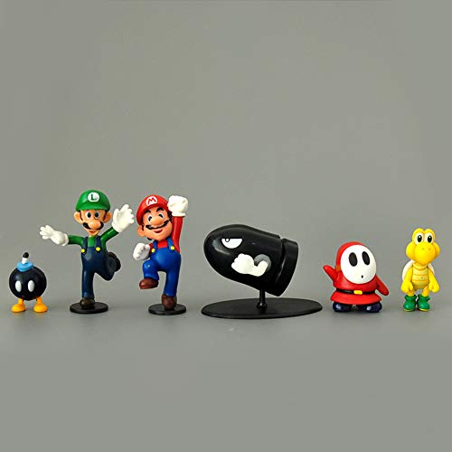 LoneFox Conjunto de 18 Personajes de Super Mario Bros Figura de acción Juguetes Modelo muñecas Decoraciones de Pastel