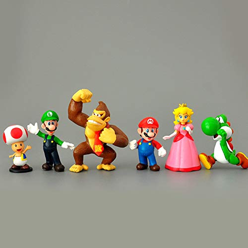 LoneFox Conjunto de 18 Personajes de Super Mario Bros Figura de acción Juguetes Modelo muñecas Decoraciones de Pastel