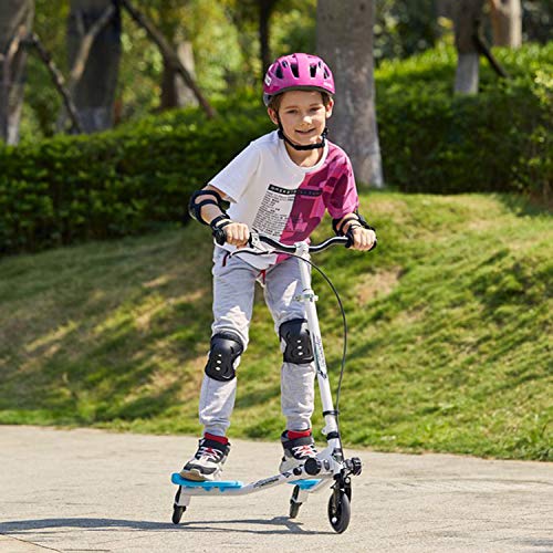 Lonlier - Patinete en forma de Y con 3 ruedas. Plegable, propulsado mediante balanceo, para niños de 5 a 8 años, Hombre, azul