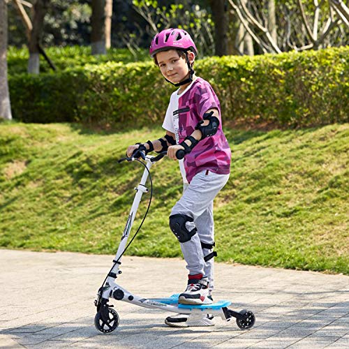 Lonlier - Patinete en forma de Y con 3 ruedas. Plegable, propulsado mediante balanceo, para niños de 5 a 8 años, Hombre, azul