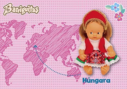 Los Barriguitas - Barriguitas del mundo Húngara, muñeco bebé barriguitas de Hungría, colección del mundo con ropa para muñecas, FAMOSA (700016911), 1 unidad