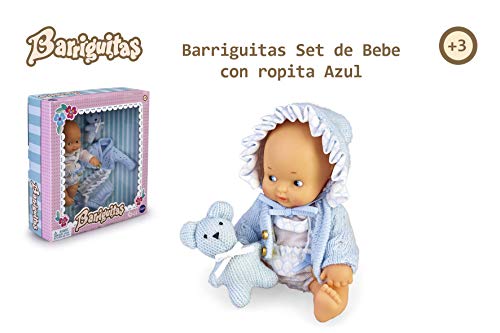 los Barriguitas- Set de bebé con ropita Azul y Mascota de Punto (Famosa 700015697)