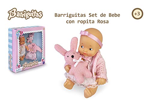 los Barriguitas- Set de bebé con ropita Rosa y Mascota de Punto (Famosa 700015698)