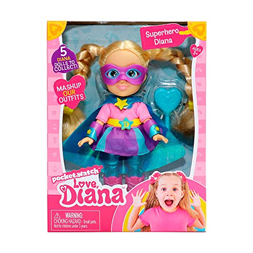 LOVE DIANA - Mini Muñeca de 15 cm, 5 personajes diferentes coleccionables, princesa, super heroína, bailarina, cumpleaños y doctora, modelos surtidos, para niñas mayores de 4 años (LVE06000)