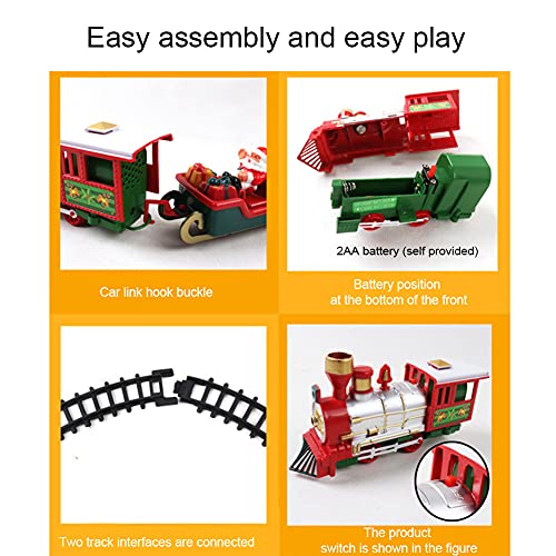 LSGGTIM Conjunto de tren de Navidad, juego de tren eléctrico seguro de tren,Mini pista de Navidad tren de juguete carril coche tren tren ferroviario niños coche regalo mini