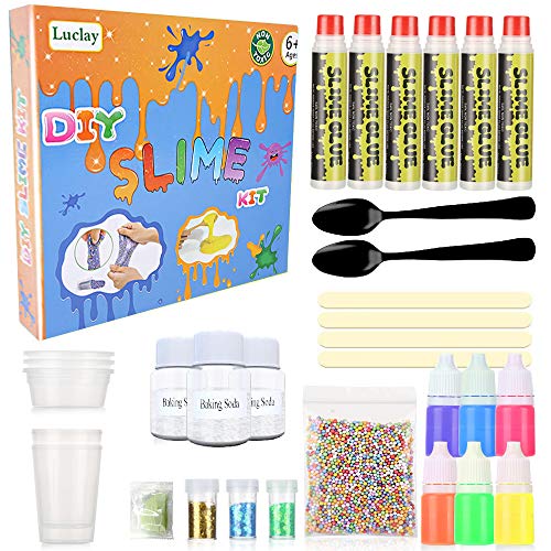 Luclay Fábrica para Hacer Slime DIY Kit con Todas Las Cosas para Niños Todo en Una Caja para Que Los Niños y Niñas Hagan Slime - Suplementos para Slime de Purpurina, Arcilla Blanda, Plastilina