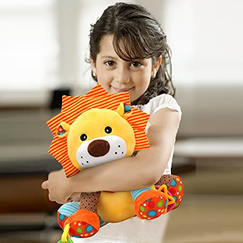 Luclay Peluches León Animales Peluches para Bebés 0 1 2 3 4+ Años, Materiales Seguros Juguetes de Regalo Educativos Sensoriales con Dentición, 30cm