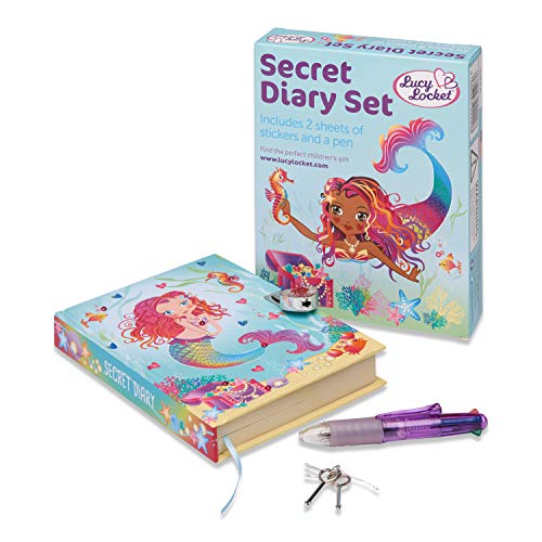 Lucy Locket – Diario Secreto Infantil de «Sirenas y Amigos» – Diario Secreto con candado, bolígrafo Multicolor y Pegatinas – Diarios para niños