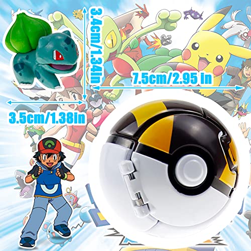 Lunriwis Poké Bolas Pokéball,Bola con Figuras Pokemon,Ball figuritas Poké ​Bolas Pokéball,Pop Pokemon Ball,Mini Pokemon Poke Ball