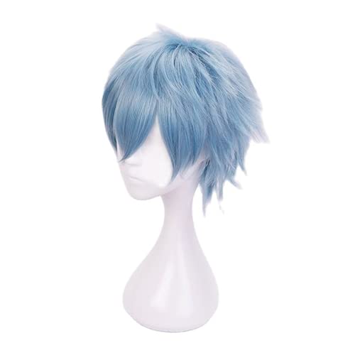 Lwiuentx My Hero Academia Cosplay Shigaraki Tomura Peluca corta azul+ gorro de peluca gratis