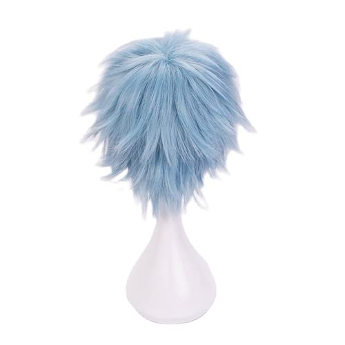 Lwiuentx My Hero Academia Cosplay Shigaraki Tomura Peluca corta azul+ gorro de peluca gratis