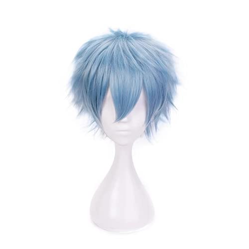 Lwiuentx My Hero Academia Cosplay Shigaraki Tomura Peluca corta azul+ gorro de peluca gratis