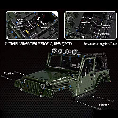 LYCH Tecnología todoterreno, tecnología Mould King Jeep Wrangler 13124, tecnología Offroader 4x4, modelo SUV compatible con Lego Technic, 2096 piezas