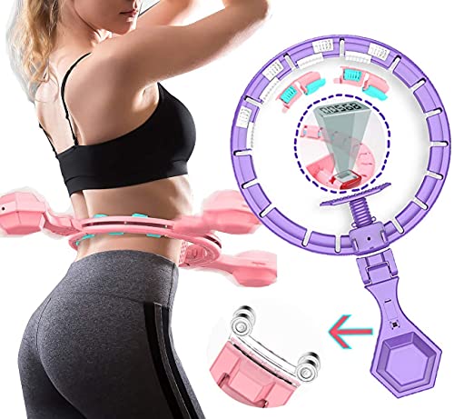 LYDIANZI Smart Ejercicio Aro para Adultos Y Niños, Ponderado Hula Hoop con Luces 360 Grados Masaje Abdomen Fitness Hoola Hoop Detachable Knots Ajustable Ejercicio Aroop(Color:Morado con Mudo)