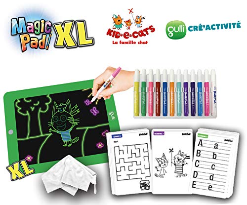 Magic Pad Gulli - Tablet mágica para dibujar en 42 plantillas, de los cuales 14 LA-Famille-Chat-Vu a la televisión, MPADG10