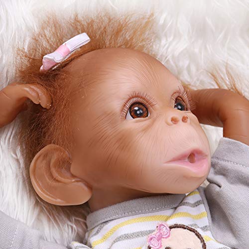 MagiDeal 16inch 40CM Reborn Baby Monkey, Pintura Detallada Hecha A Mano Muñeca Recién Nacida Coleccionable Juguete De Arte para Edades 3+ Niños Pequeños