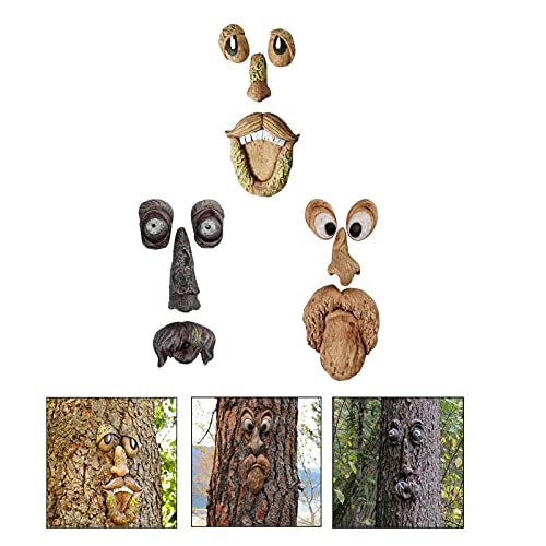 MagiDeal 3xTree Face Bird Feeder, Pintado a Mano Al Aire Libre Old Man Wild Bird Feeder Whimsical