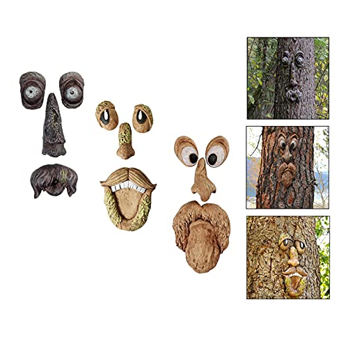 MagiDeal 3xTree Face Bird Feeder, Pintado a Mano Al Aire Libre Old Man Wild Bird Feeder Whimsical