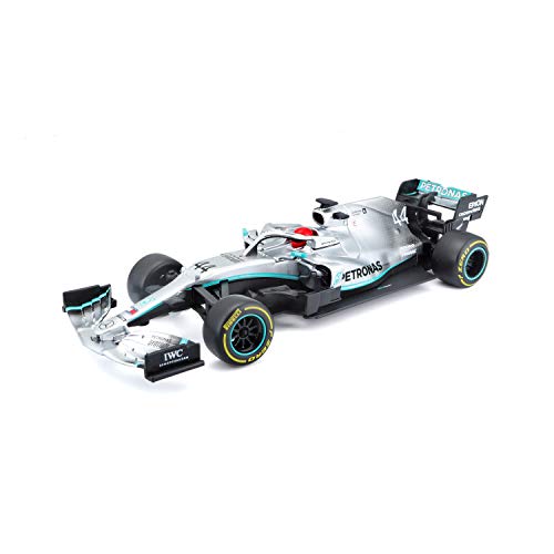 Maisto Tech R/C F1 Mercedes AMG Petronas W10 (2019): Coche teledirigido Lewis Hamilton a Escala 1:24, fidelidad 1, 2,4 GHz, Mando a Distancia, 22 cm, Color Plateado (582352)