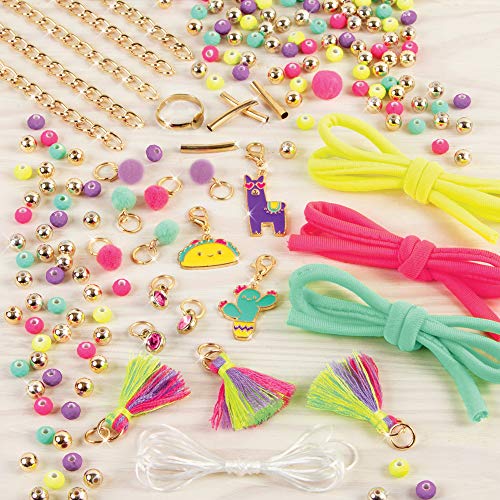 Make It Real – Neo-Brite Chains & Charms. Bracelet Making Kit for Girls and Tweens to Create Unique Bracelets, Tassel Charms, Gold Chains, and More