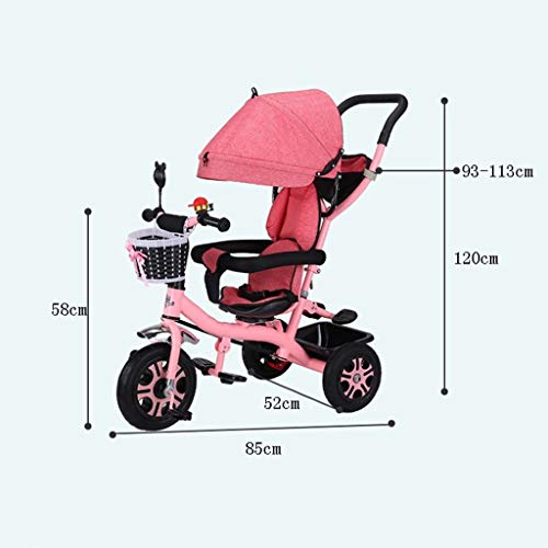 MAMINGBO Triciclo, con la sombrilla de titanio Aire rueda de absorción de choque del pedal Trike, durante 2 3 4 5 años de edad Niños Niñas interior y exterior (Color : Púrpura)