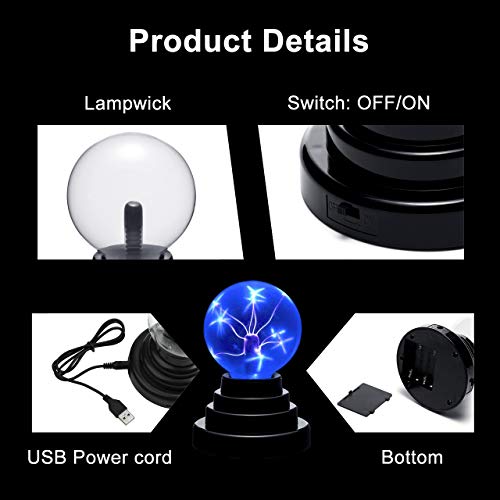 Mangsen Bola mágica de plasma luminosa, bola electrostática, sensible al tacto, bola de flash de 7,6 cm, juguete educativo intermitente