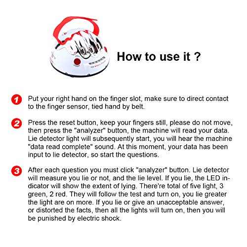 Máquina Detectora de Mentiras Eléctrica, Maquina de la Verdad, Polígrafo de Mentiras del Adulto, para Juego de la Verdad para Adultos Mayores de 14 Años