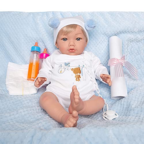 MARÍA JESÚS Bebe Reborn Silicona Muñecos Reborn con Decorado con rojeces y Pliegues, 2kg de Peso y Efecto caída Cabeza, Muñecas Reborn de Vinilo Siliconado, Muñecas para niñas Hechas en España