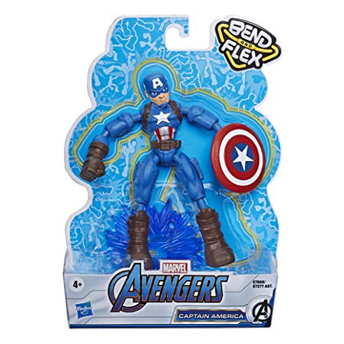 Marvel acción de los Vengadores Bend and Flex de 15 cm, Figura de Capitán América, Incluye un Accesorio de Efecto, para niños a Partir de 6 años, Multicolor (Hasbro E7869)