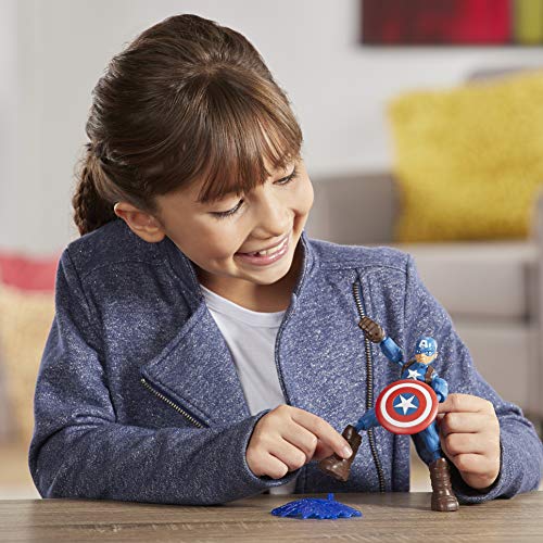 Marvel acción de los Vengadores Bend and Flex de 15 cm, Figura de Capitán América, Incluye un Accesorio de Efecto, para niños a Partir de 6 años, Multicolor (Hasbro E7869)