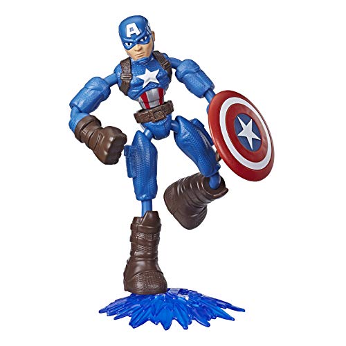 Marvel acción de los Vengadores Bend and Flex de 15 cm, Figura de Capitán América, Incluye un Accesorio de Efecto, para niños a Partir de 6 años, Multicolor (Hasbro E7869)