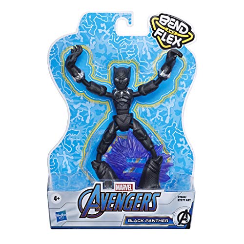 Marvel acción de los Vengadores Bend and Flex de 15 cm, Figura de Pantera Negra Flexible, Incluye Accesorios de Efecto, para niños a Partir de 6 años, Multicolor (Hasbro E7868)