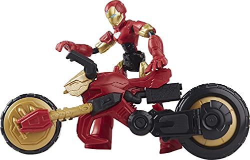 Marvel Bend and Flex, Figura de acción de Iron Man Piloto Flex, Figura de 15 cm y Mmoto para niños a Partir de 6 años