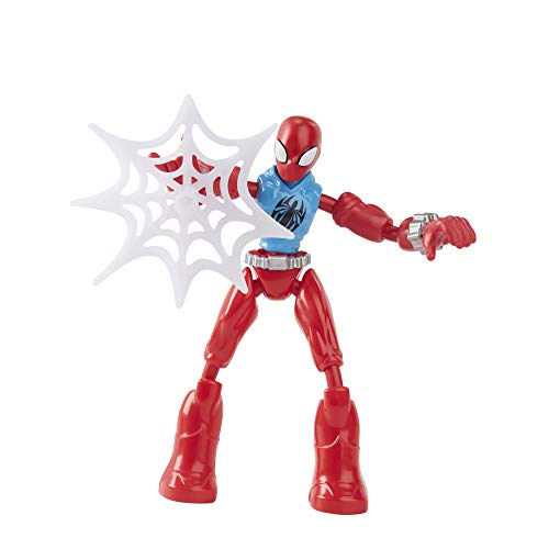 Marvel Spider-Man Bend and Flex Marvel Figura de acción de araña Escarlata, Figura Flexible de 15.2 cm, Incluye Accesorio Web, para niños a Partir de 4 años