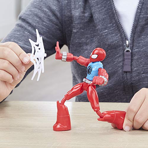 Marvel Spider-Man Bend and Flex Marvel Figura de acción de araña Escarlata, Figura Flexible de 15.2 cm, Incluye Accesorio Web, para niños a Partir de 4 años